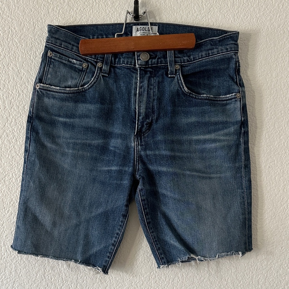 AGOLDE men Dark Blue Jean Shorts